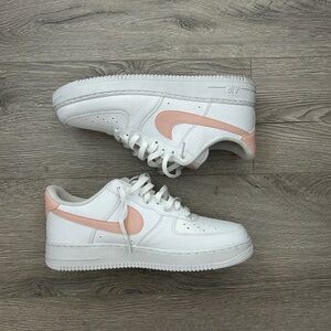 Nike Air Force 1 White and Pink Sneakers